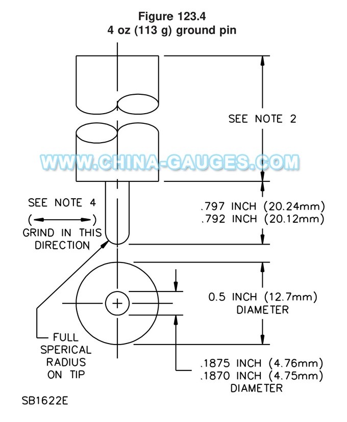 UL 498 Figure 123.4 SB1622E 4 oz (113 g) Ground Pin
